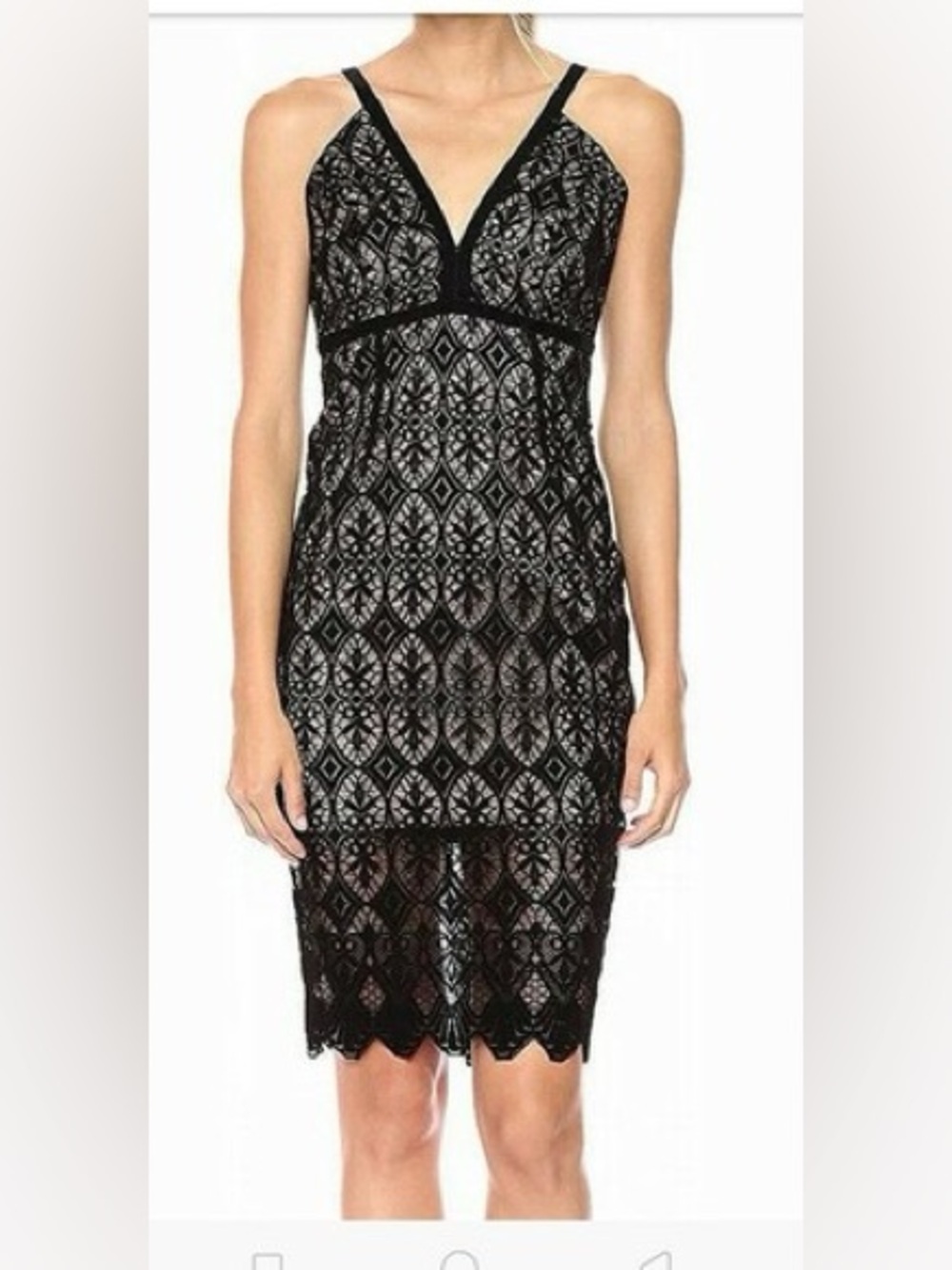 Bardot Black Velvet Lace Midi Dress